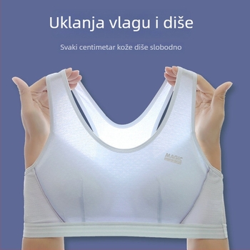 Dječji pamuk sportski grudnjak, košarica 3/4, tanak kalup, prozračan i udoban, čvrste dvostruke naramenice