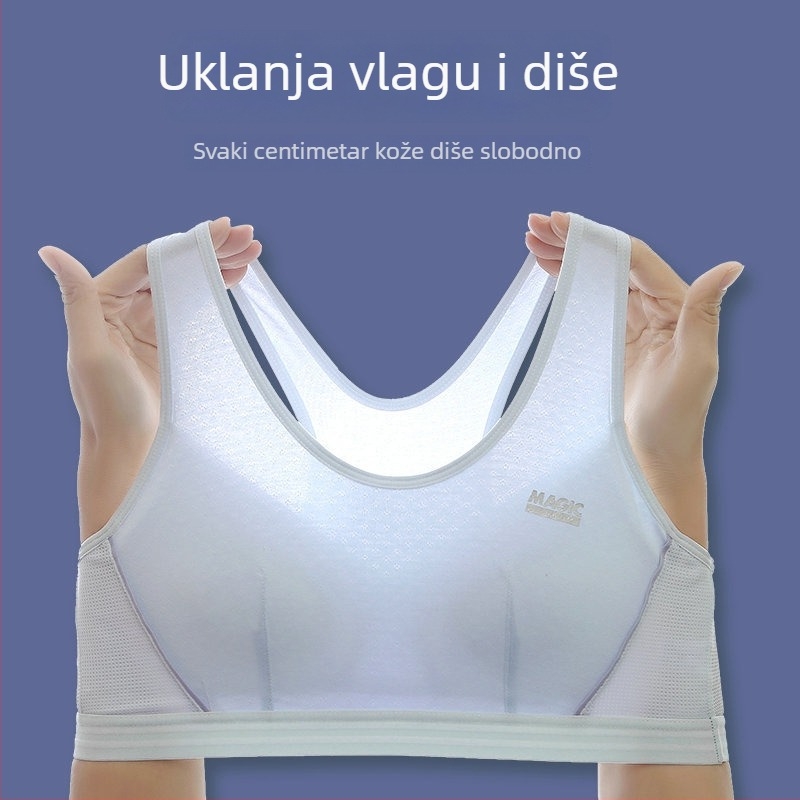 Dječji pamuk sportski grudnjak, košarica 3/4, tanak kalup, prozračan i udoban, čvrste dvostruke naramenice