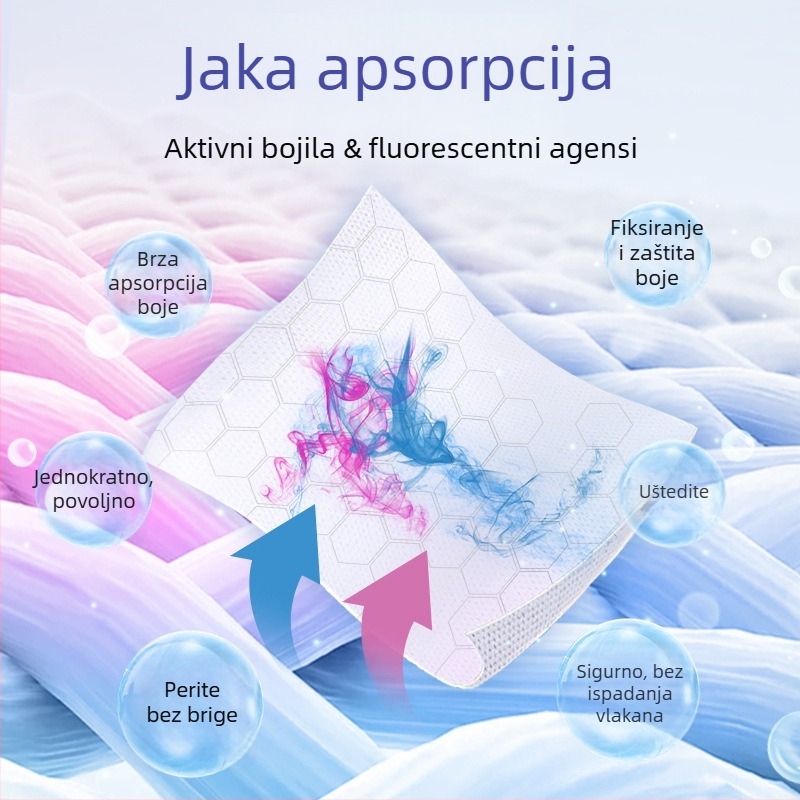 Roukun Listovi za apsorpciju boje za pranje, sprječavanje prodora boje i izblijedivanja; glavni listovi za zaštitu boje za perilicu, kućna upotreba, s mjehurićnom folijom