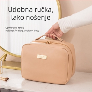 PU kozmetička torbica, velika kapaciteta, prijenosna, s podijeljenim pretincima, vodootporna