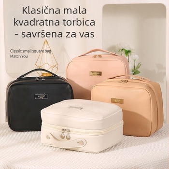 PU kozmetička torbica, velika kapaciteta, prijenosna, s podijeljenim pretincima, vodootporna