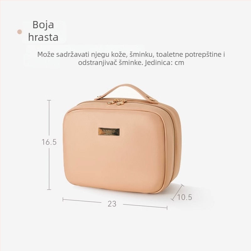 PU kozmetička torbica, velika kapaciteta, prijenosna, s podijeljenim pretincima, vodootporna