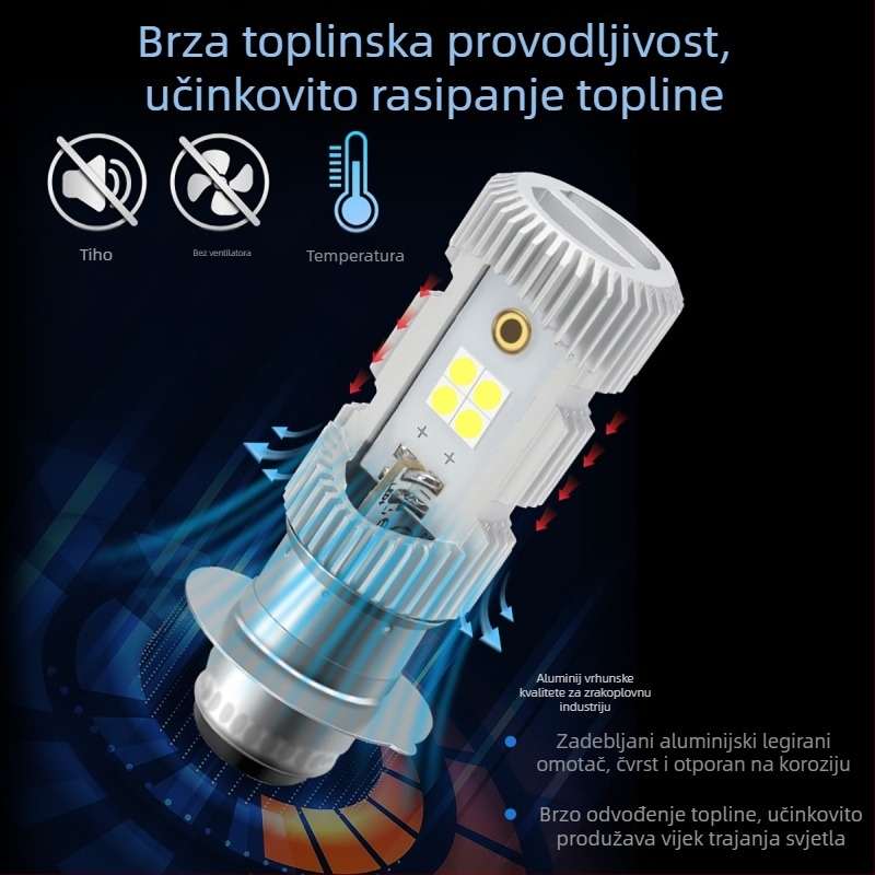Motocikl LED prednje svjetlo P15D, dvobojno, integrirano blizu i daleko, aluminijska legura, 9–96V, LED 3030, model motor251-p15d, Kevanly
