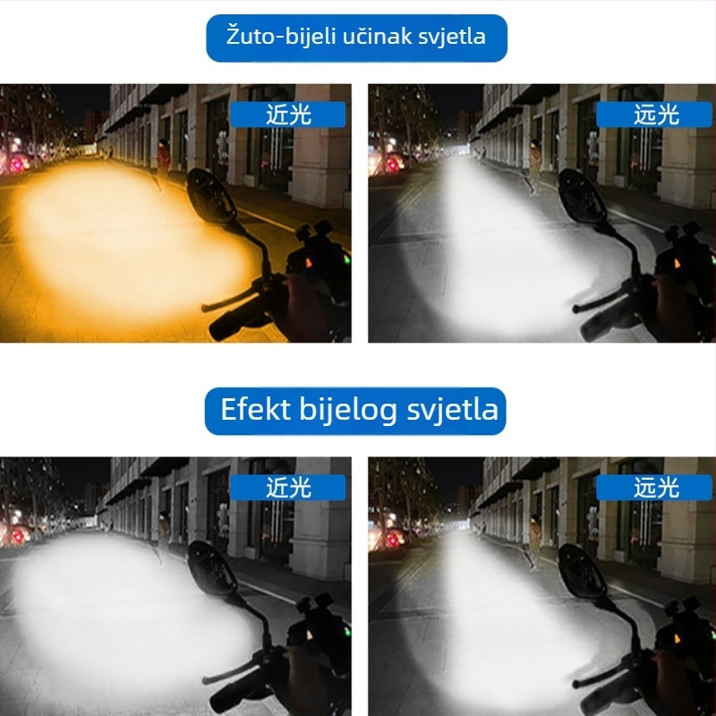 Motocikl LED prednje svjetlo P15D, dvobojno, integrirano blizu i daleko, aluminijska legura, 9–96V, LED 3030, model motor251-p15d, Kevanly