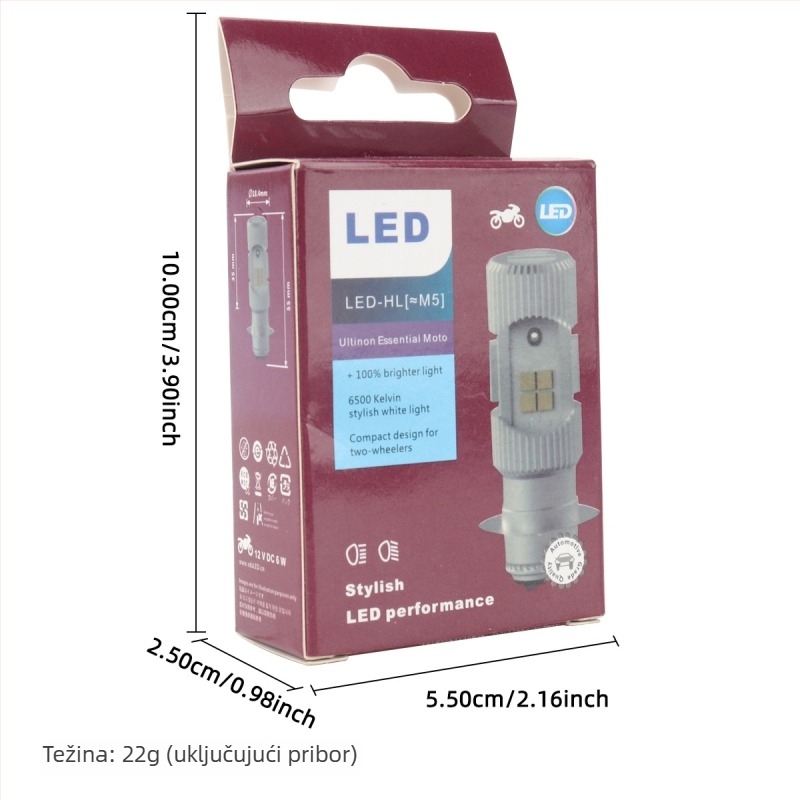 Motocikl LED prednje svjetlo P15D, dvobojno, integrirano blizu i daleko, aluminijska legura, 9–96V, LED 3030, model motor251-p15d, Kevanly