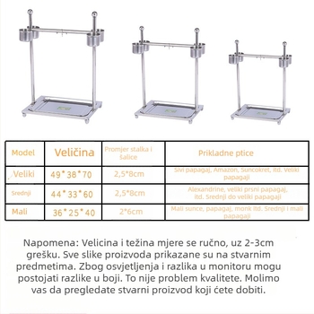 Podna stalak za papagaja – nehrđajući čelik, izdržljiv, za ptice.