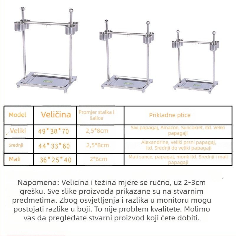 Podna stalak za papagaja – nehrđajući čelik, izdržljiv, za ptice.