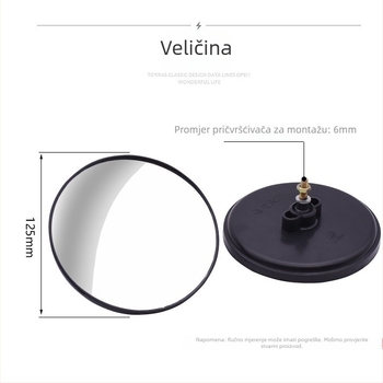 Retrovizor za motocikle i putnički tricikl — plastični, sferno konveksno zrcalo, Mojielong