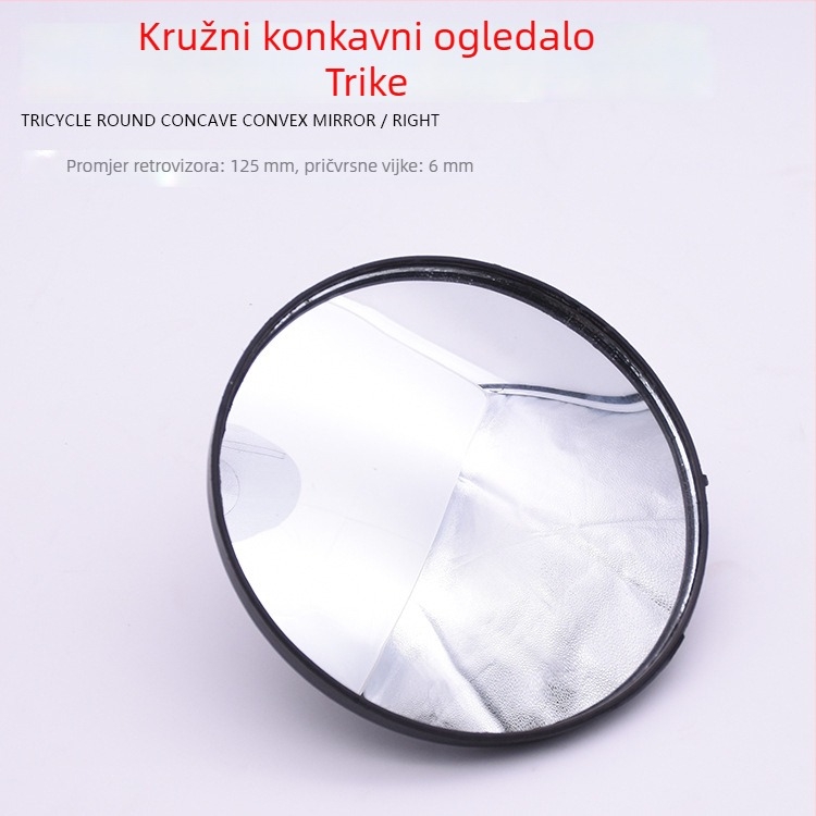 Retrovizor za motocikle i putnički tricikl — plastični, sferno konveksno zrcalo, Mojielong