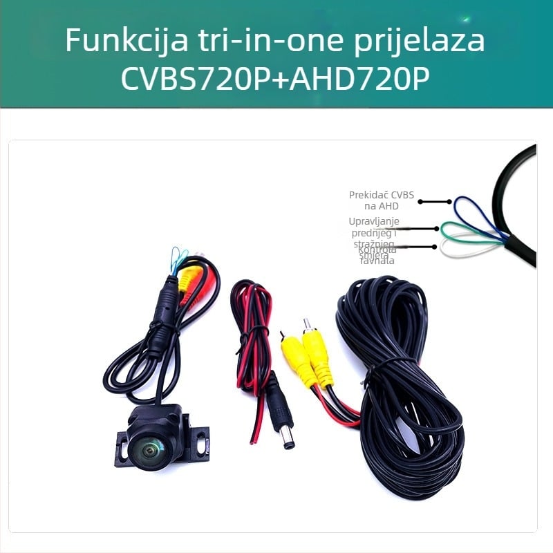 Kamera za stražnji pogled, montirana na vozilo JF-T14, 1000TVL, 12V, 180° kut gledanja, dvosmjerni video ulaz