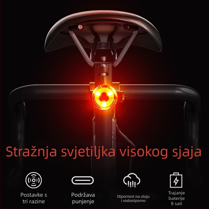 Punjavajuća zadnja svjetla za bicikl za planinska i cestovna bicikla, svjetlo za noćnu vožnju s upozorenjem, model TTT1005548317