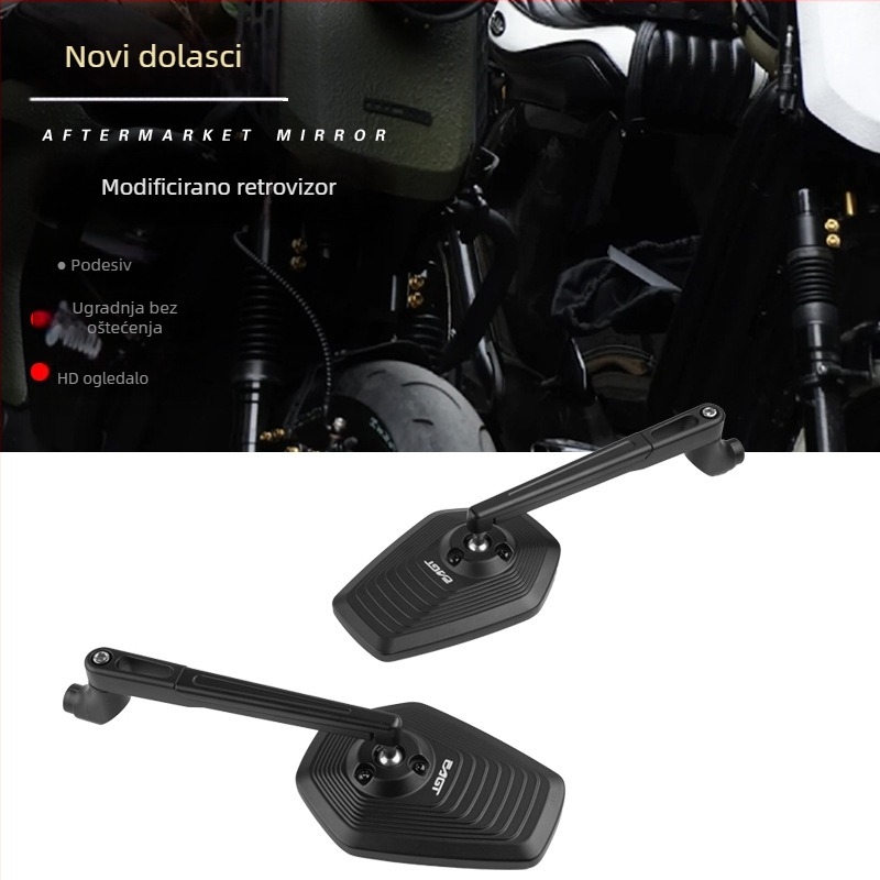 Zrcalo retrovizora za motocikl i električno vozilo, visoka definicija širokog kuta, model E519, aluminijska legura, kvadratno zrcalo, desni navoj