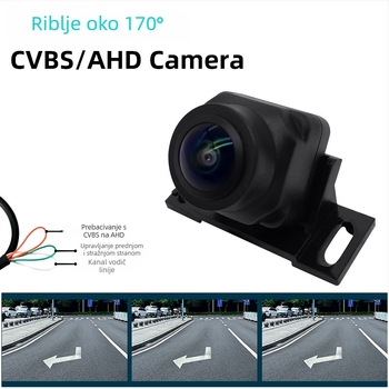 Kamera za stražnji pogled za vozilo, rezolucija 1920x1080, AHD1080P, 170° kut gledanja, napajanje 12V, AV videosignal