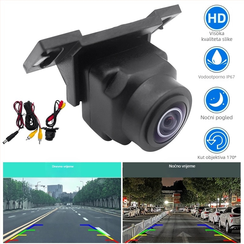Kamera za stražnji pogled za vozilo, rezolucija 1920x1080, AHD1080P, 170° kut gledanja, napajanje 12V, AV videosignal