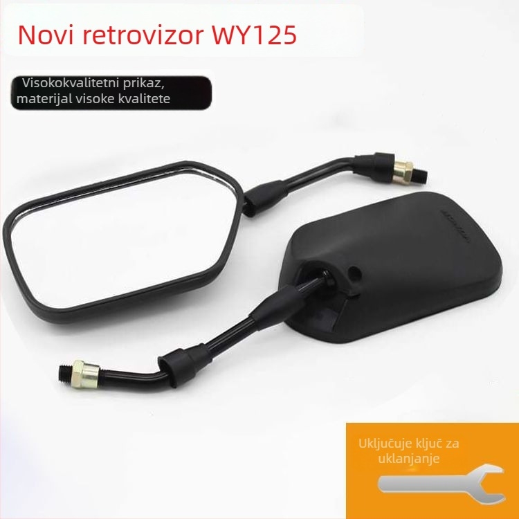 Retrovizor za motocikl WY125/HJ125, okruglo plastično kućište, montaža s pozitivnim zubima, Mojielong, 3C certifikat 2023001115000005