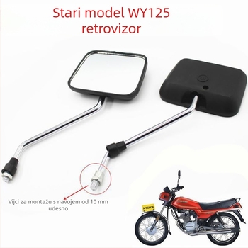 Retrovizor za WY125 trokolni motocikl | stakleni retrovizor, plastično kućište, montaža s pozitivnim zubima, 3C certifikat 2023001115000005