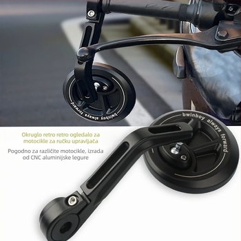 Motocikl retro okruglo ogledalo za upravljač - aluminijska legura, model 56929889, šifra proizvoda Tb-906244883236