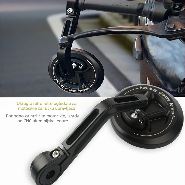 Motocikl retro okruglo ogledalo za upravljač - aluminijska legura, model 56929889, šifra proizvoda Tb-906244883236