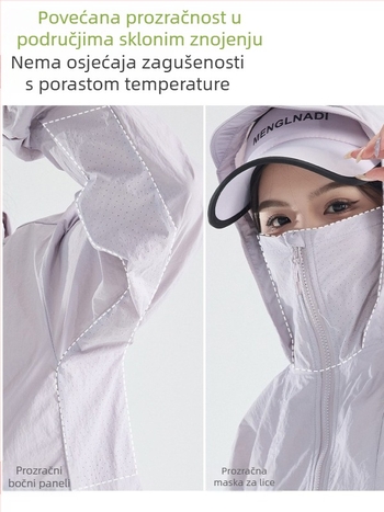 Nylon lagana vanjska jakna s kapuljom, UPF50+, otporna na vjetar