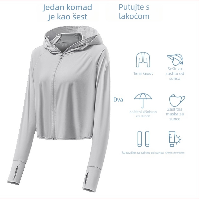 Najlon vetrovka s kapuljom, UPF50 UV zaštita, prozračna, brzo se suši, ljetna vanjska jakna