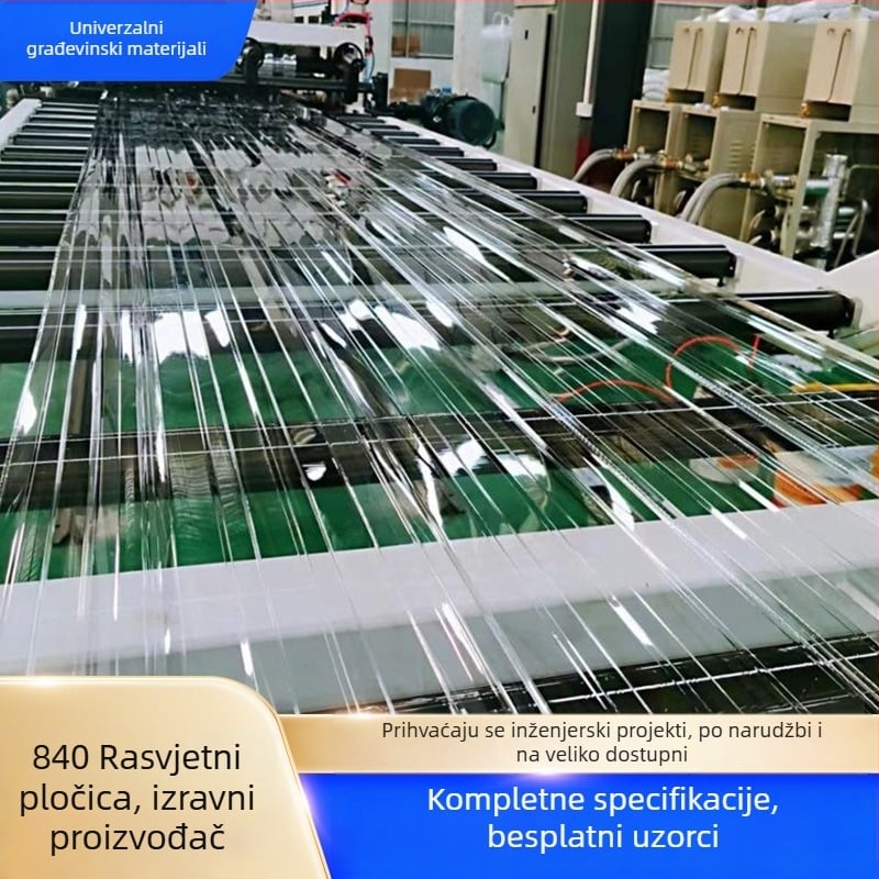 Polikarbonatni prozračni paneli za krovove tvornica i plastenika, valoviti i trapezni listovi, paneli tipa 840