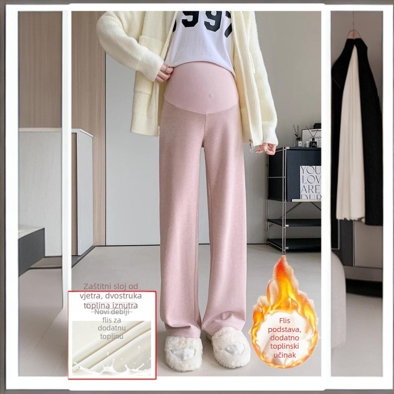 Pantalone za trudnice od chenille tkanine, udoban kroj, 3/4 duljina, kod proizvoda 657465794537