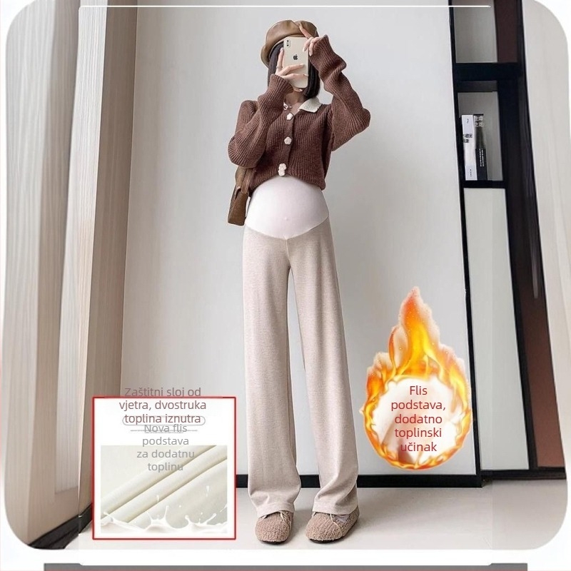 Pantalone za trudnice od chenille tkanine, udoban kroj, 3/4 duljina, kod proizvoda 657465794537