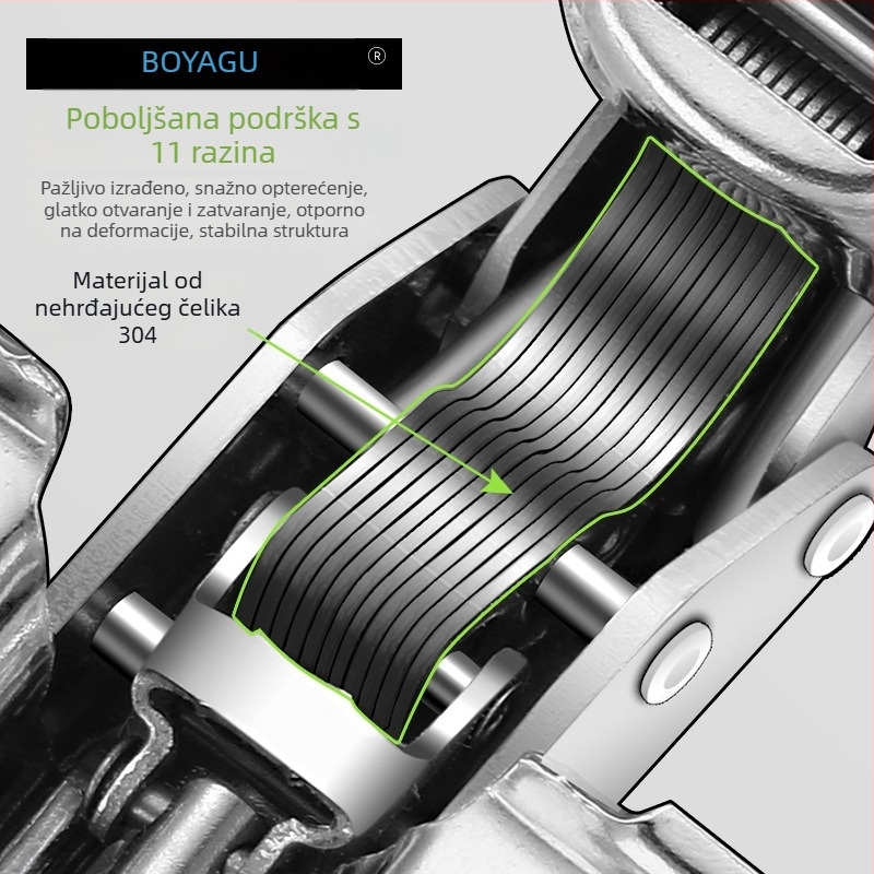 Hydraulična šarka za ormar s amortizerom, 304 nehrđajući čelik, model 304A, fino poliranje, moderan stil