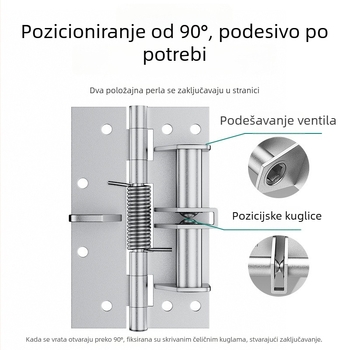 Višenamjenski opružni šarnir za vrata s automatskim zatvaranjem, skriveni zatvarač, mangan čelik, 90% amortizacija