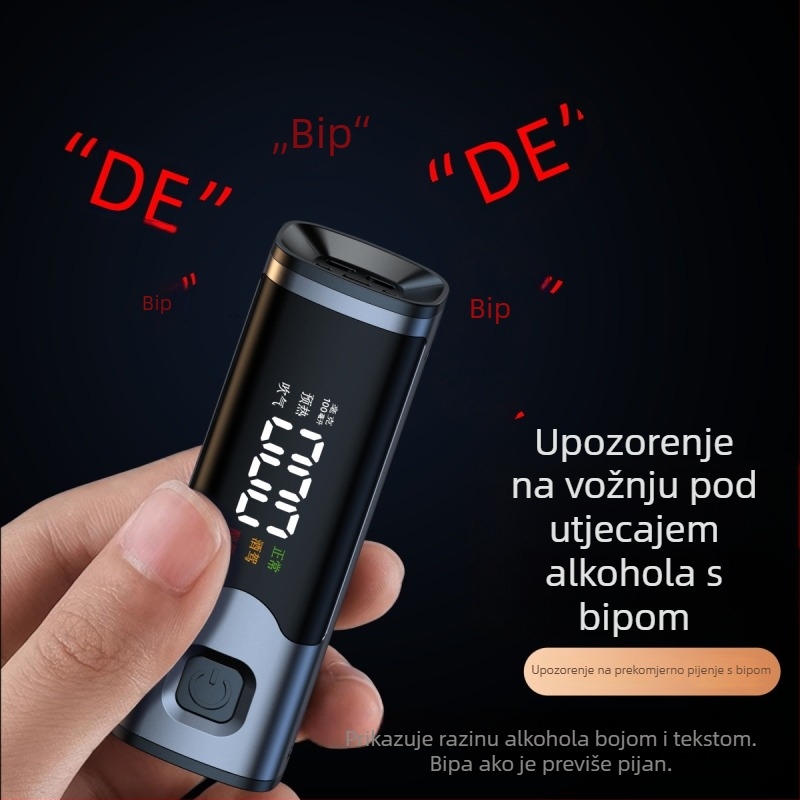 Prijenosni tester alkohola za automobile, visoka preciznost, aluminijska legura + ABS