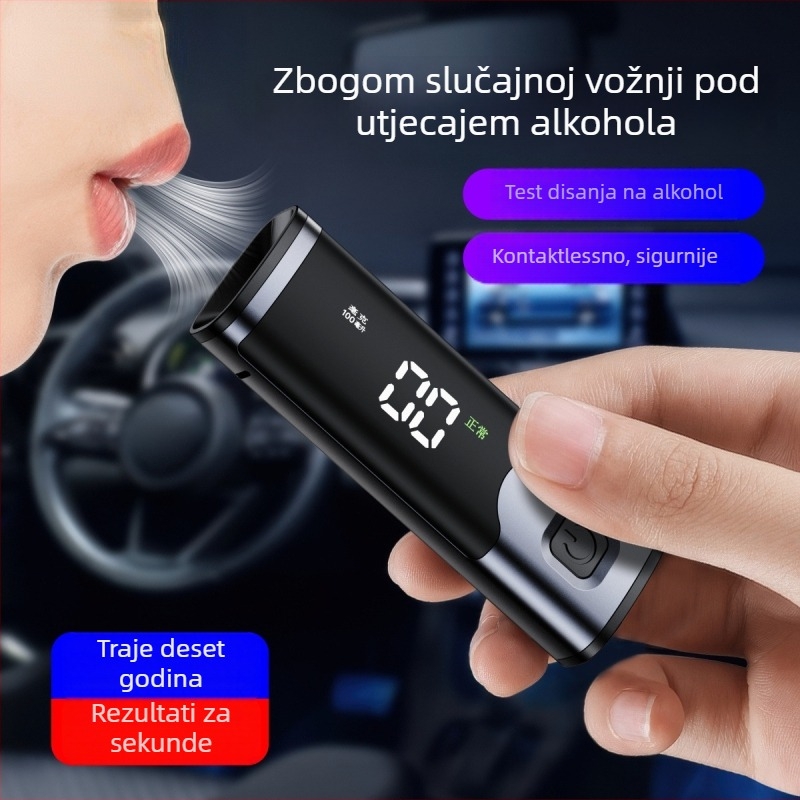 Prijenosni tester alkohola za automobile, visoka preciznost, aluminijska legura + ABS