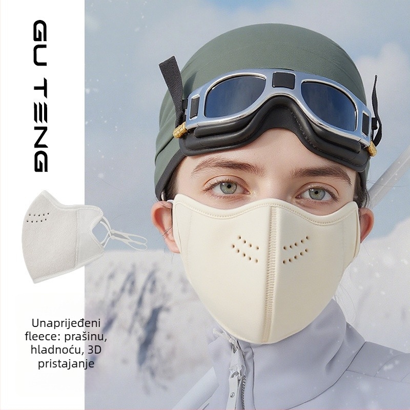 Unisex zimska topla maska od australske vune, satenski završetak, otporna na prašinu i vjetar