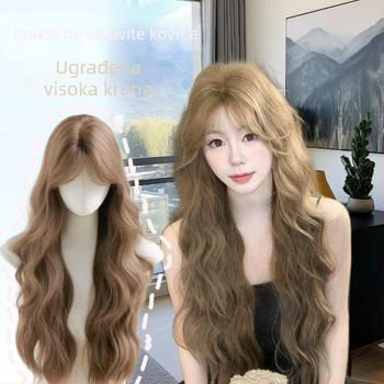 Duga kovrčava perika od visokotemperatne svile, korejski stil, srednji dio, mehanička izrada