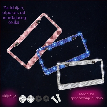 Model: Dijamantni okvir za registarsku pločicu; Materijal: nehrđajući čelik; Tip: rhinestones, akrilni kamenčići; Kompatibilan s američkim pločicama