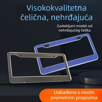 Model: Dijamantni okvir za registarsku pločicu; Materijal: nehrđajući čelik; Tip: rhinestones, akrilni kamenčići; Kompatibilan s američkim pločicama