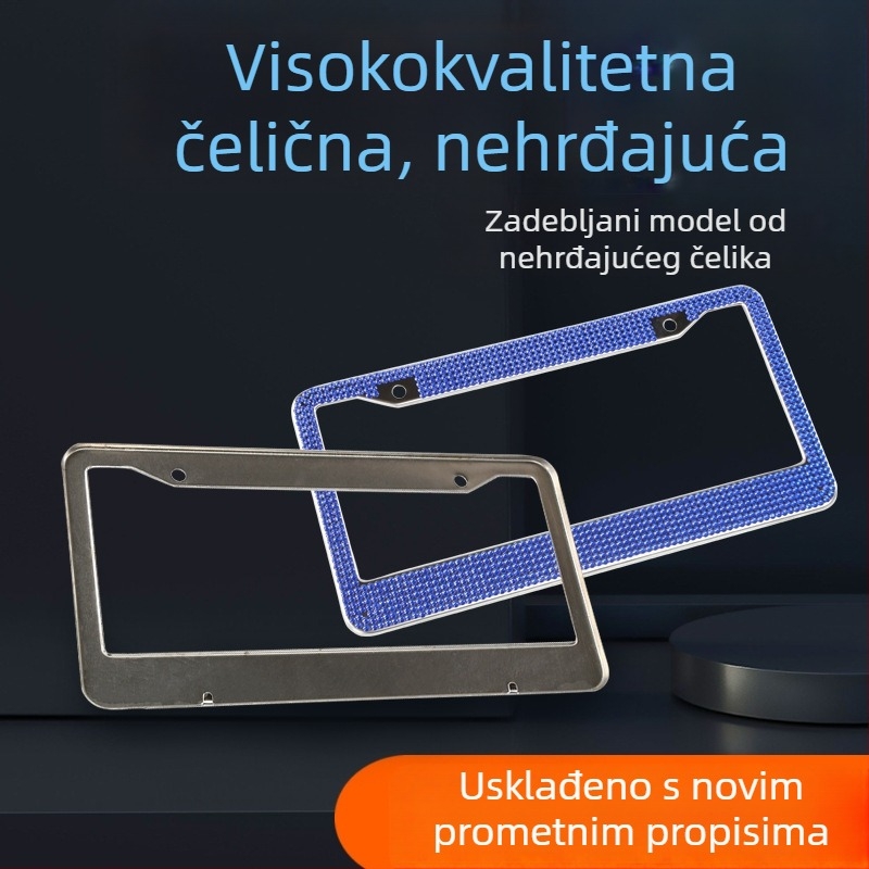 Model: Dijamantni okvir za registarsku pločicu; Materijal: nehrđajući čelik; Tip: rhinestones, akrilni kamenčići; Kompatibilan s američkim pločicama