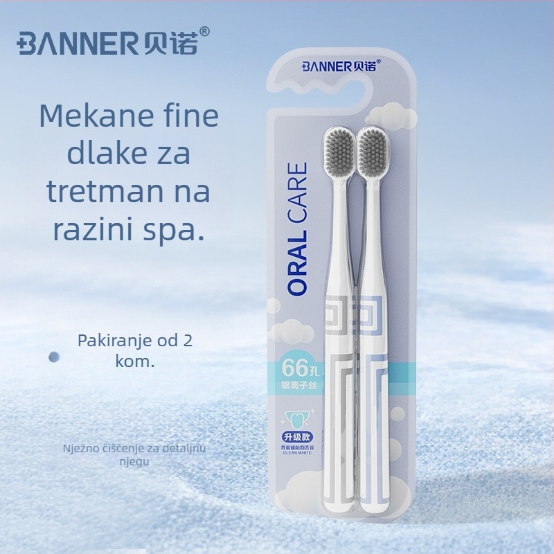 Oralgos ručna četkica DB-XA007, paket dva, mekane dlačice, široka glava, zaštita desni, protuklizna ručka