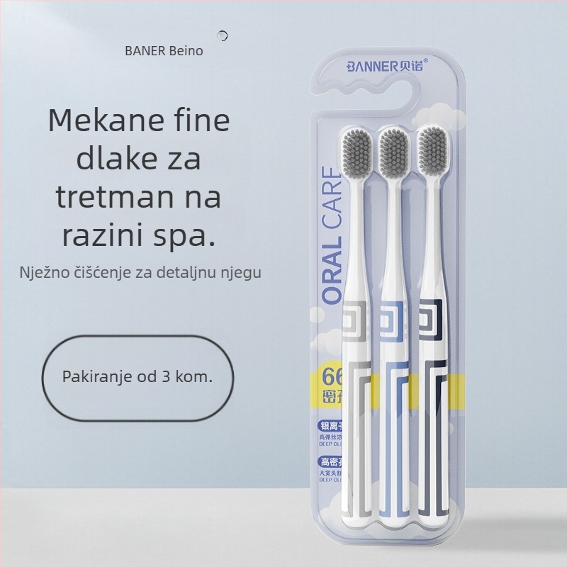 Oralgos ručna četkica DB-XA007, paket dva, mekane dlačice, široka glava, zaštita desni, protuklizna ručka