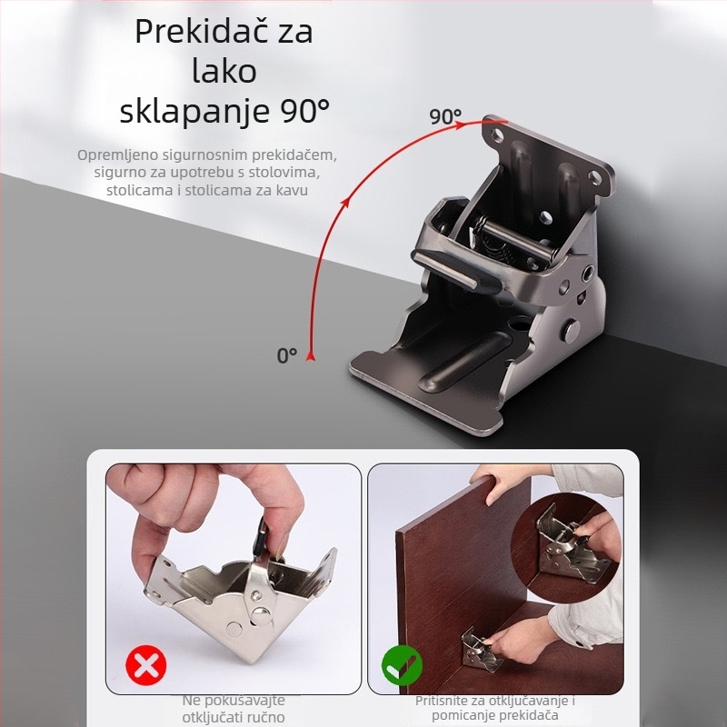 Pružna šarka za sklapanje, pojačana debljina, podesiva 90°–180°, samouključujući spoj za namještaj, model 7055, mangan čelik, nikl premaz, marka Honor Horse, moderni jednostavni stil