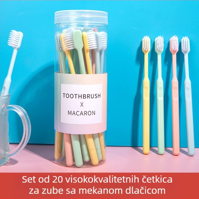 Ručna četkica za zube, mekše dlačice, paket u kanti, 20 komada, za odrasle