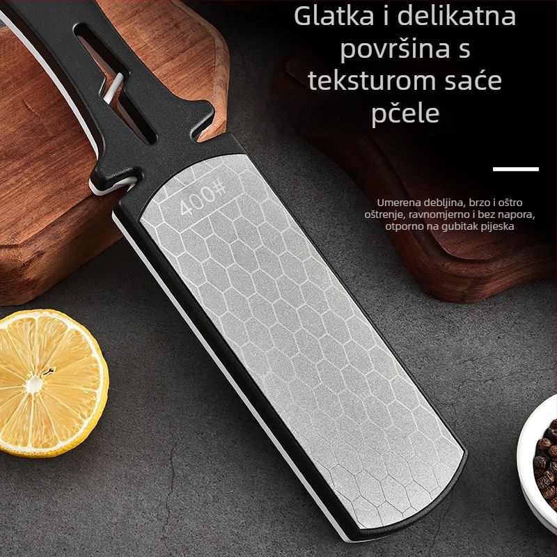 Dvostrano dijamantni oštrač za brzo brušenje kuhinjskih noževa i škara; prilagodljiva obrada; licencirana privatna marka