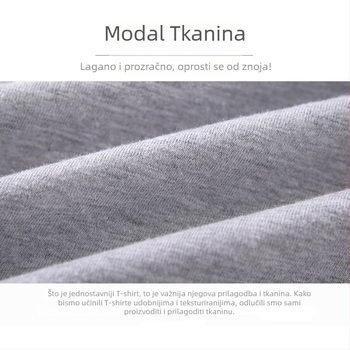 Modalna majica s okruglim izrezom, kratkim rukavima, uski kroj, normalna duljina 50–65 cm