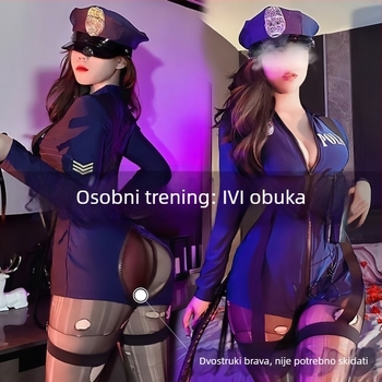 Policijski kostim za ulogu u noćnom klubu - jednopojedini, tijesni kostim, stil stjuardesa-instruktora, poliester