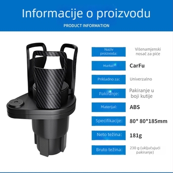 Carfu ABS 360° rotirajući držač pića za automobil AC-2380 za naslon za ruku