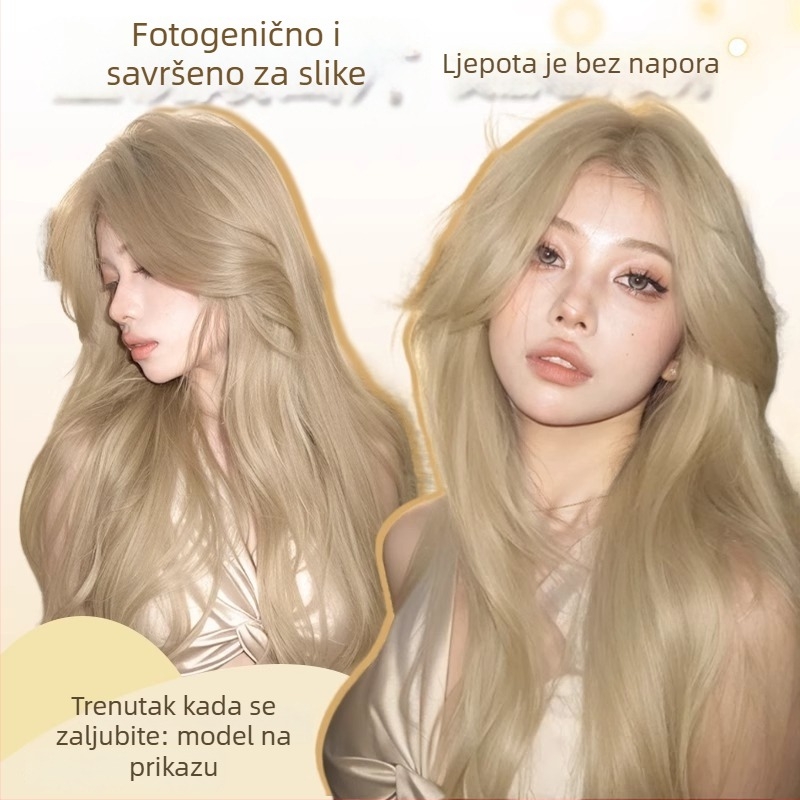 Duga kovrčava perika za žene s bočnom šiškom, vlakna otporna na temperaturu, mehanička izrada, model 0041