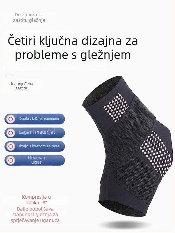 Podrška gležnju — protiv uganuća, oporavak od ozljede (materijal: spandex; zaštitna zona: gležanj; kategorija: podrška gležnju; primjenjivi sportovi: košarka, trčanje, nogomet)