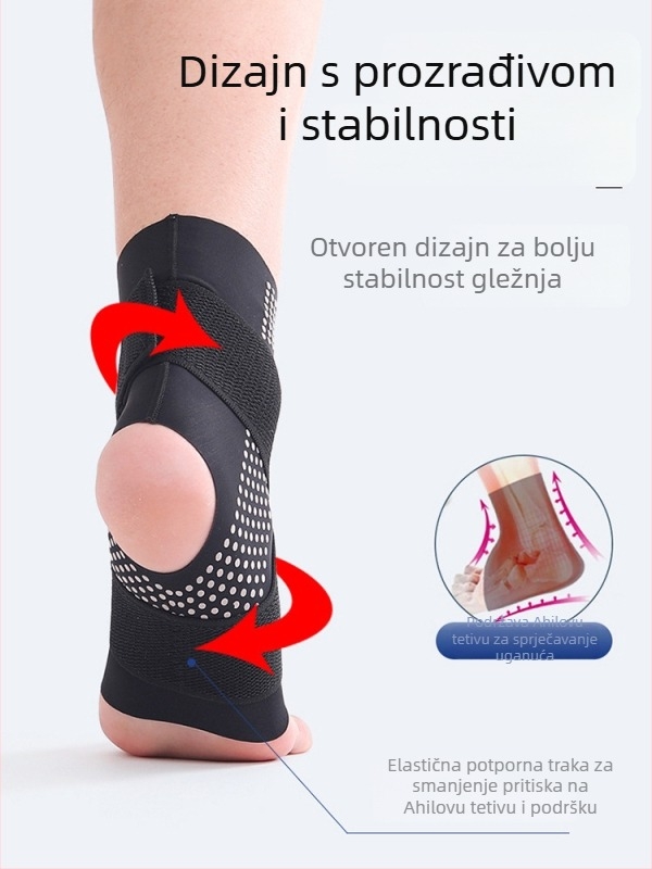 Podrška gležnju — protiv uganuća, oporavak od ozljede (materijal: spandex; zaštitna zona: gležanj; kategorija: podrška gležnju; primjenjivi sportovi: košarka, trčanje, nogomet)