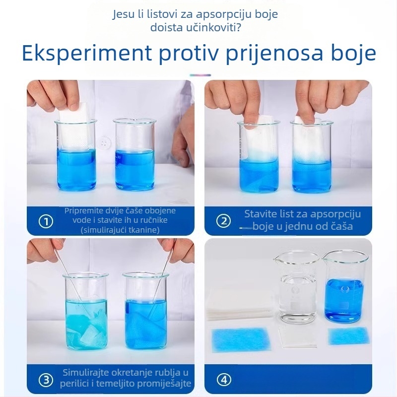 Listovi za hvatanje prijenosa boje pri pranju rublje, 100 listova, anti-prijenos boje, za perilicu