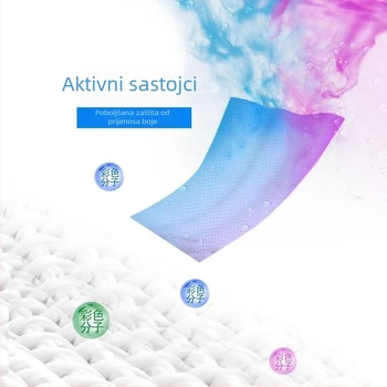 Listovi za upijanje boje za pranje – sprječavaju prijenos boje pri miješanom pranju, jednokratno pakiranje