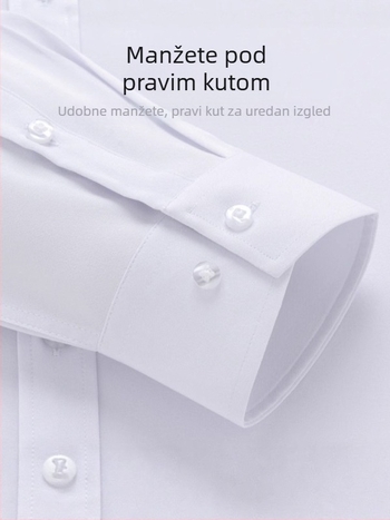 Muška košulja s dugim rukavima, slim-fit, bez nabora, prozračna mješavina poliestera 92,6%